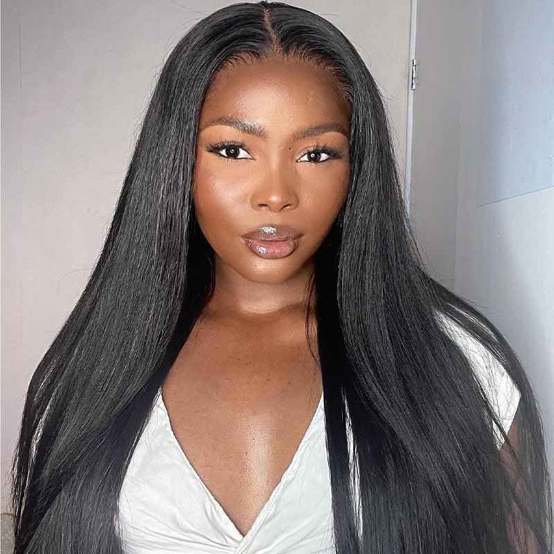 ElisaHair 4x4 HD Transparent Lace Closure Wigs Straight Human Hair for Black Women Pre Plucked Natural Hairline