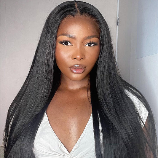 ElisaHair 4x4 HD Transparent Lace Closure Wigs Straight Human Hair for Black Women Pre Plucked Natural Hairline