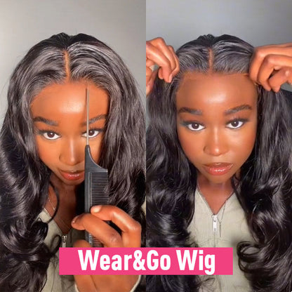 Wear & Go Glueless Wigs Body Wave 4x6 Pre Cut HD Lace Closure Wig Pre Plucked Hairline Real Human Hair Wig-Elisahair