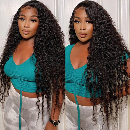 Deep Wave Half Wig Invisible Hairline With Drawstring Beginner Friendly 100% Human Hair-ElisaHair