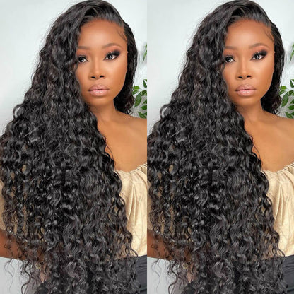 Deep Wave Half Wig Invisible Hairline With Drawstring Beginner Friendly 100% Human Hair-ElisaHair