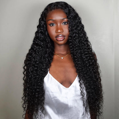 Deep Wave Half Wig Invisible Hairline With Drawstring Beginner Friendly 100% Human Hair-ElisaHair