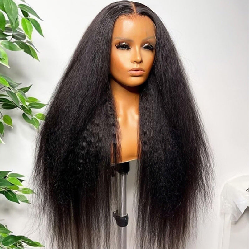 Kinky-Straight-6x4-HD-Transparent-Lace-closure-Wigs-Human-Hair-Wig-Pre-Plucked-Natural-Hairline-elisahair