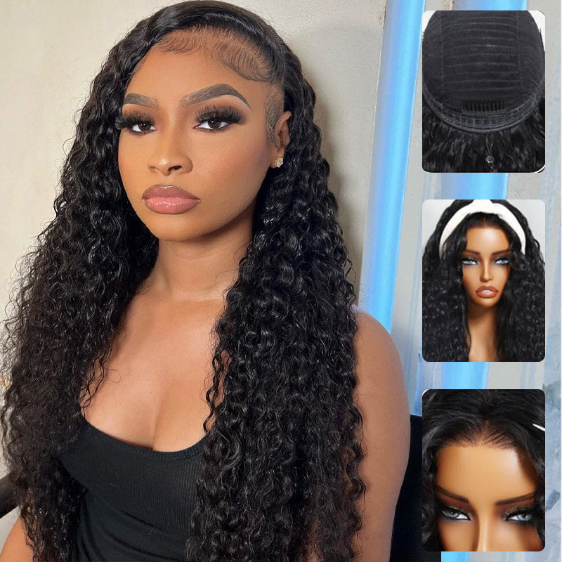 Water-Wave-3-In-1-Flip-Over-3-4-Half-Wig-Human-Hair-Curly-Flip-Over-Seamless-Blend-Edges-Glueless-Wear-and-Go-Drawstring-Headband-Clip-In-Wigs-for-Women-elisahair
