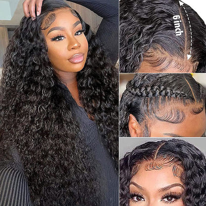 Water-Wave-Lace-Front-Wigs-Human-Hair-13x6-HD-Full-Lace-Frontal-Wigs-180-Density-Pre-Plucked-Wet-and-Wavy-Glueless-Deep-Curly-Human-Hair-Wigs-for-Black-Women-Natural-Black