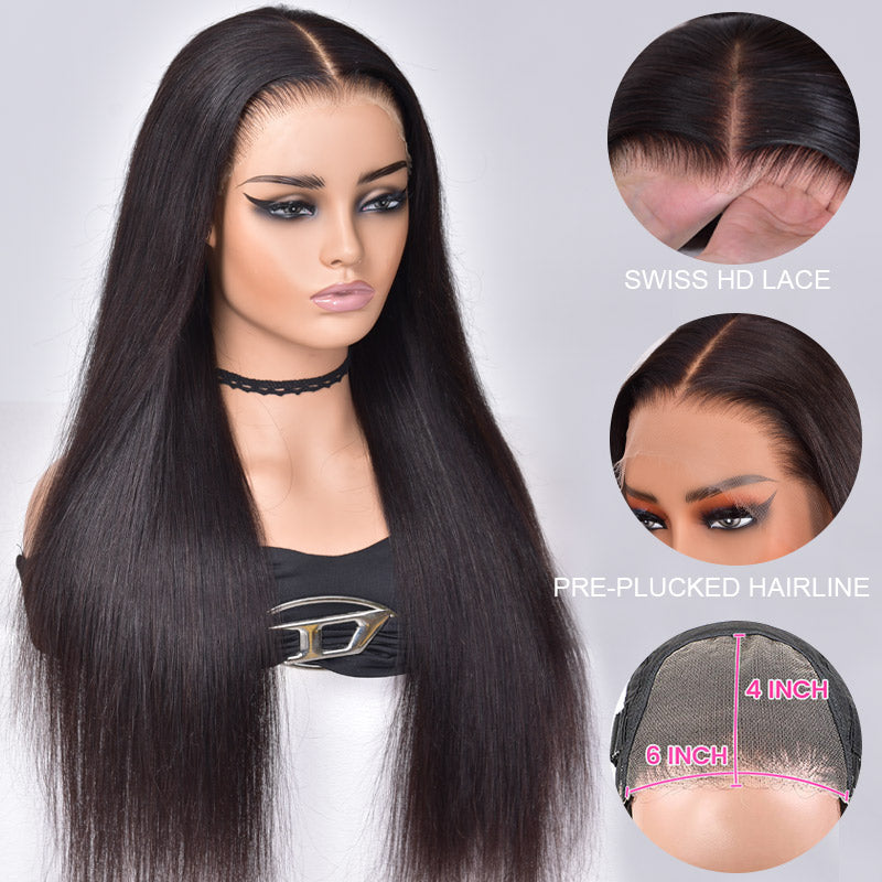Wear-And-Go-Wig-Pre-Cut-4x6-HD-Transparent-Lace-Closure-Wig-Straight-Human-Hair-Wigs-ElisaHair